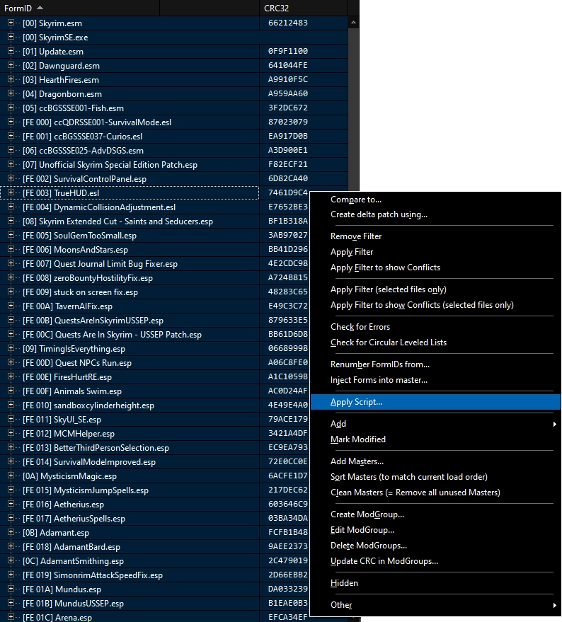 Applying a script to the entire load order